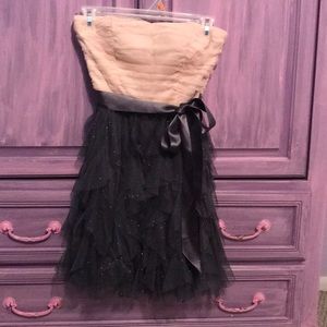 Strapless cream and gray dress